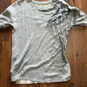 Anthropologie Silence + Noise Short Sleeve Sweatshirt with sheer inserts